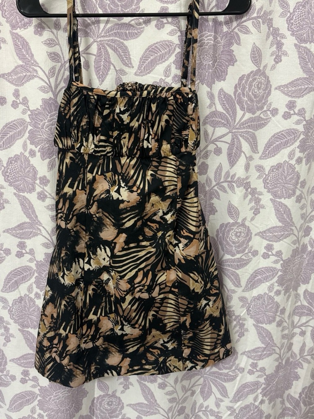 Free People Black and Tan Floral Mini Dress